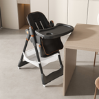 Adjustable Baby High Chair 0-6 Years – Portable Infant Feeding Seat with Safety Belt, Silent Lockable Wheels, Black - Grand Goldman Shop