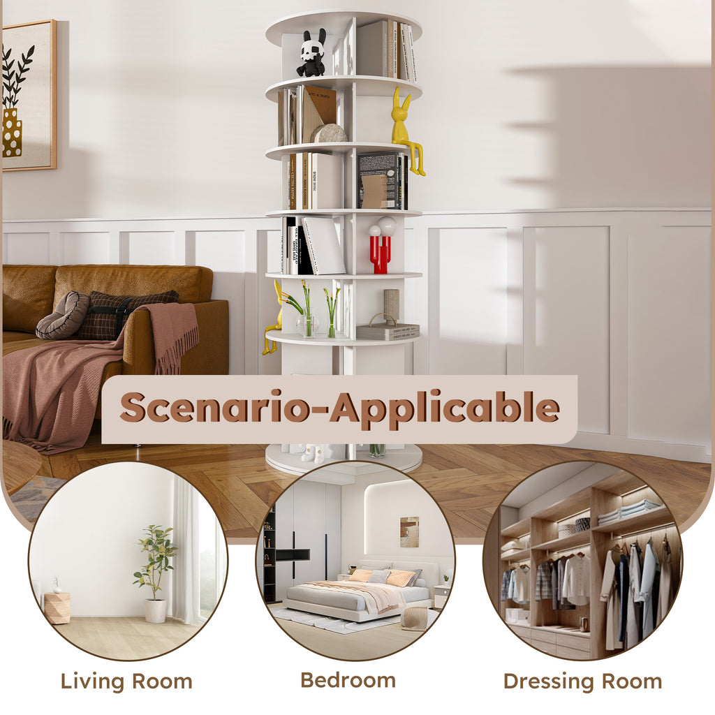 6-Tier Spinning Shoe Rack, Free Standing 360° Revolving Shoe Organizer,white - Grand Goldman Shop