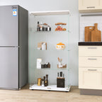 Two-door Glass Display Cabinet 4 Shelves with Door, Floor Standing Curio Bookshelf for Living Room Bedroom Office, 64.7'*31.7
