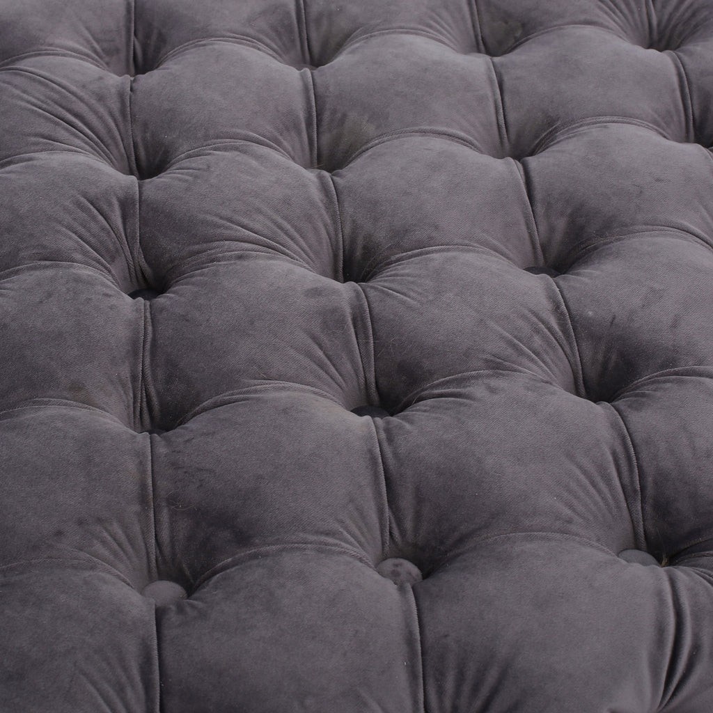 Modern Glam Velvet Ottoman with Button-Tufted Diamond Stitch Design in Grey - Grand Goldman Shop
