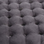 Modern Glam Velvet Ottoman with Button-Tufted Diamond Stitch Design in Grey - Grand Goldman Shop