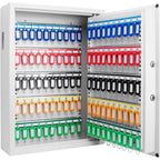 Digital Keypad Wall Safe Key Cabinet with 100 Key Capacity in White Steel | Premium Home Decor - Grand Goldman