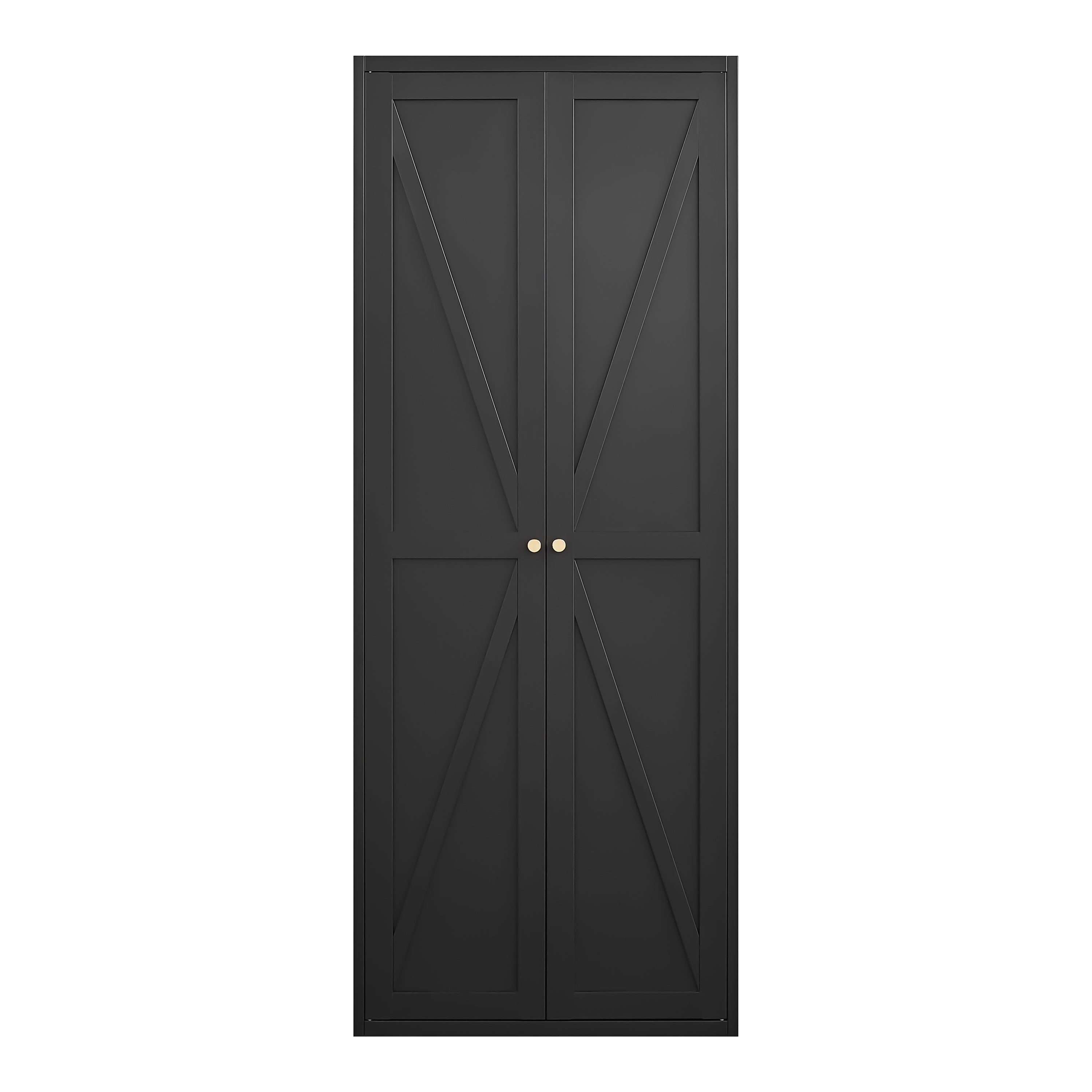 Black Metal Kitchen Pantry Cabinet with Adjustable Shelves and Gold Handles, Tall Steel Storage Locker for Kitchen, Living Ro