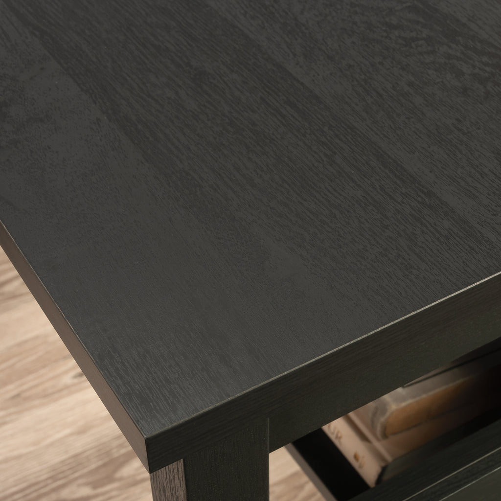 Traditional L-Shaped Desk with File Drawer, Black finish - Grand Goldman