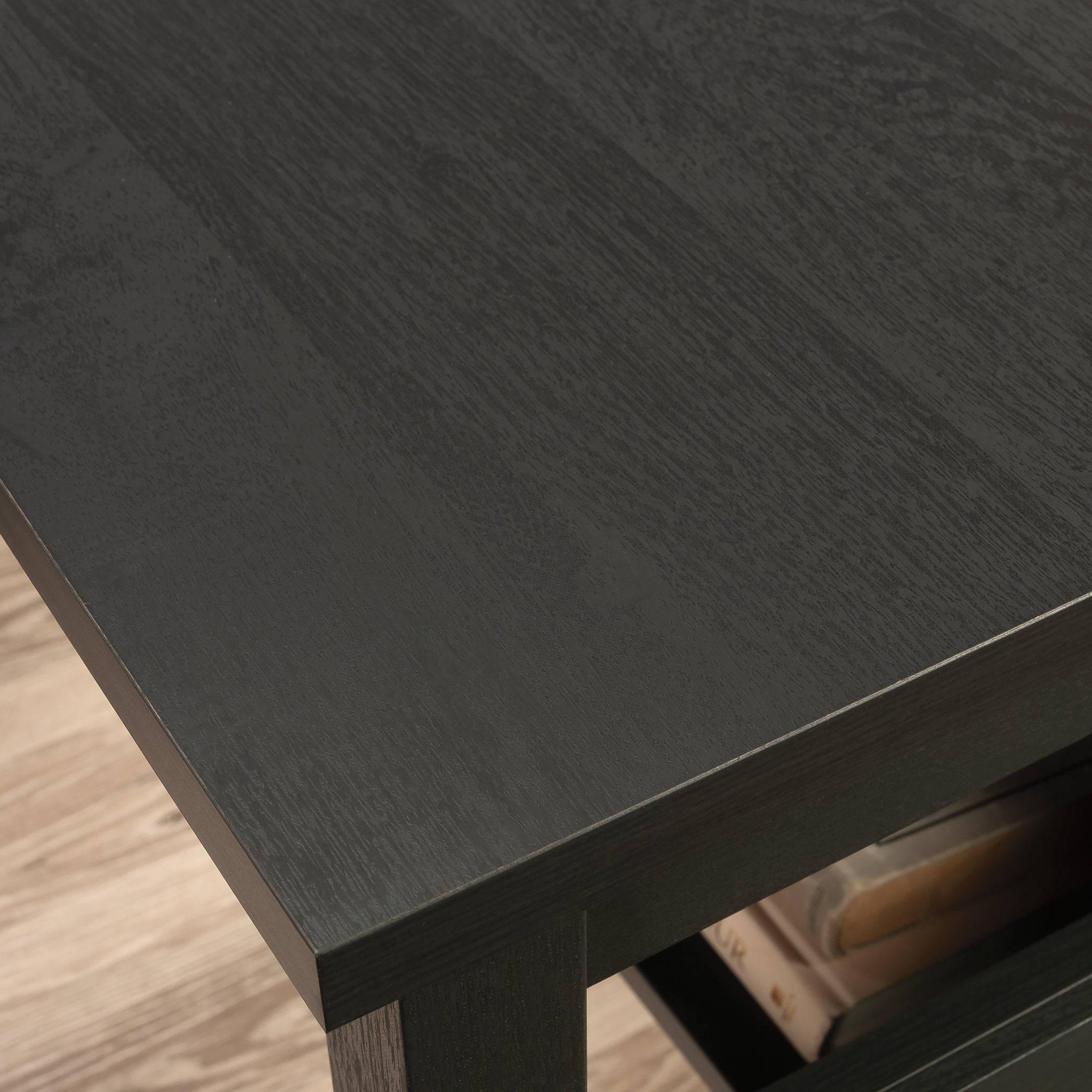 Traditional L-Shaped Desk with File Drawer, Black finish - Grand Goldman