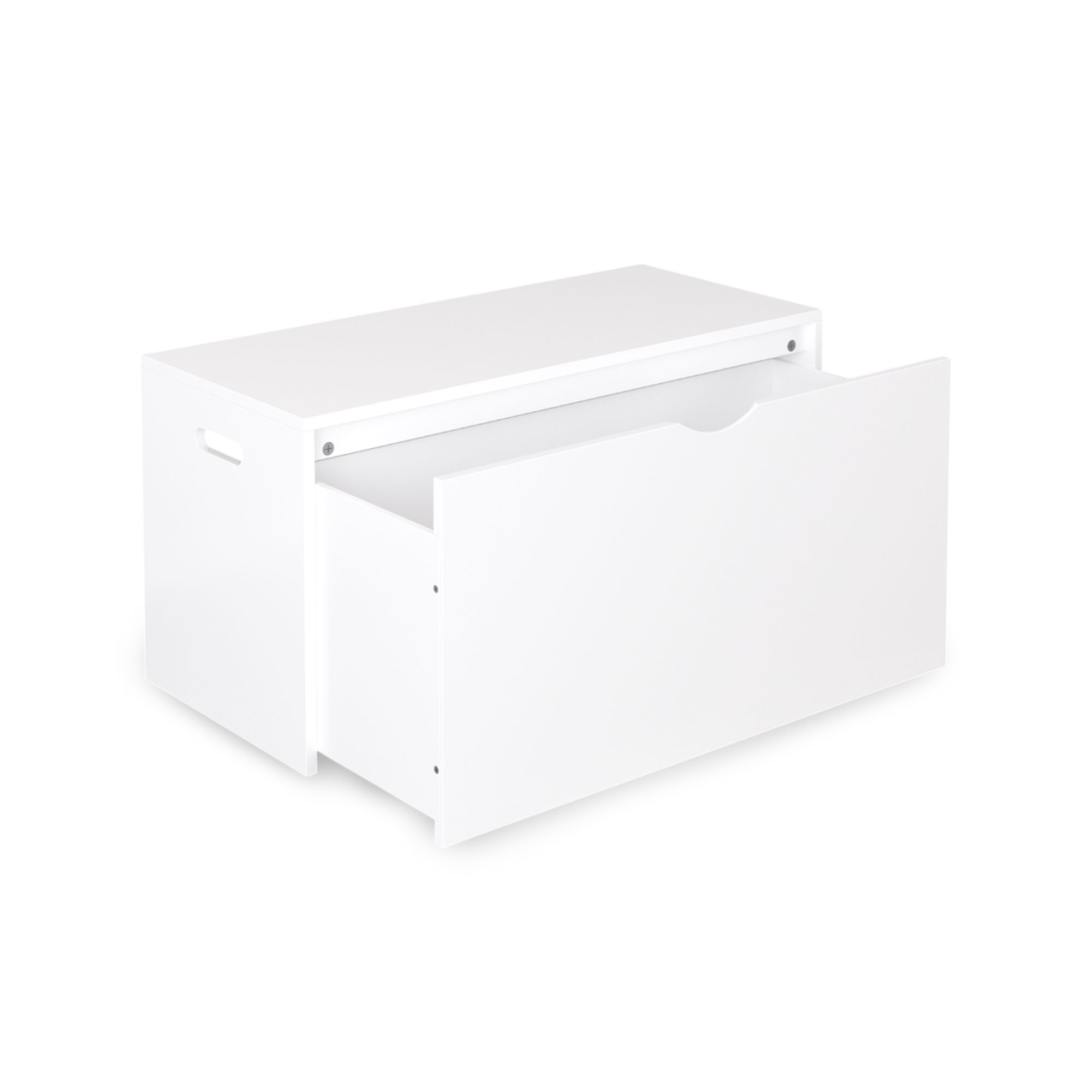 Kids Toy Storage Organizer with Rolling Drawer – Modern White Wooden Toy Chest with Wheels, Large Pull-Out Bin for Nursery, B