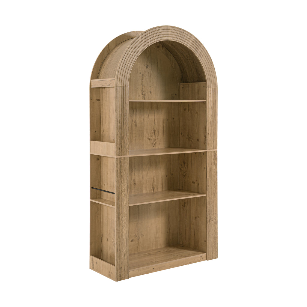 78.74' Tall Arched Bookcase,  Mid Century Modern 4-Tier Arched Storage Bookcase with Open Display Storage Shelf for Dining Room, Living Room,Bedroom (Natural) - Grand Goldman Shop