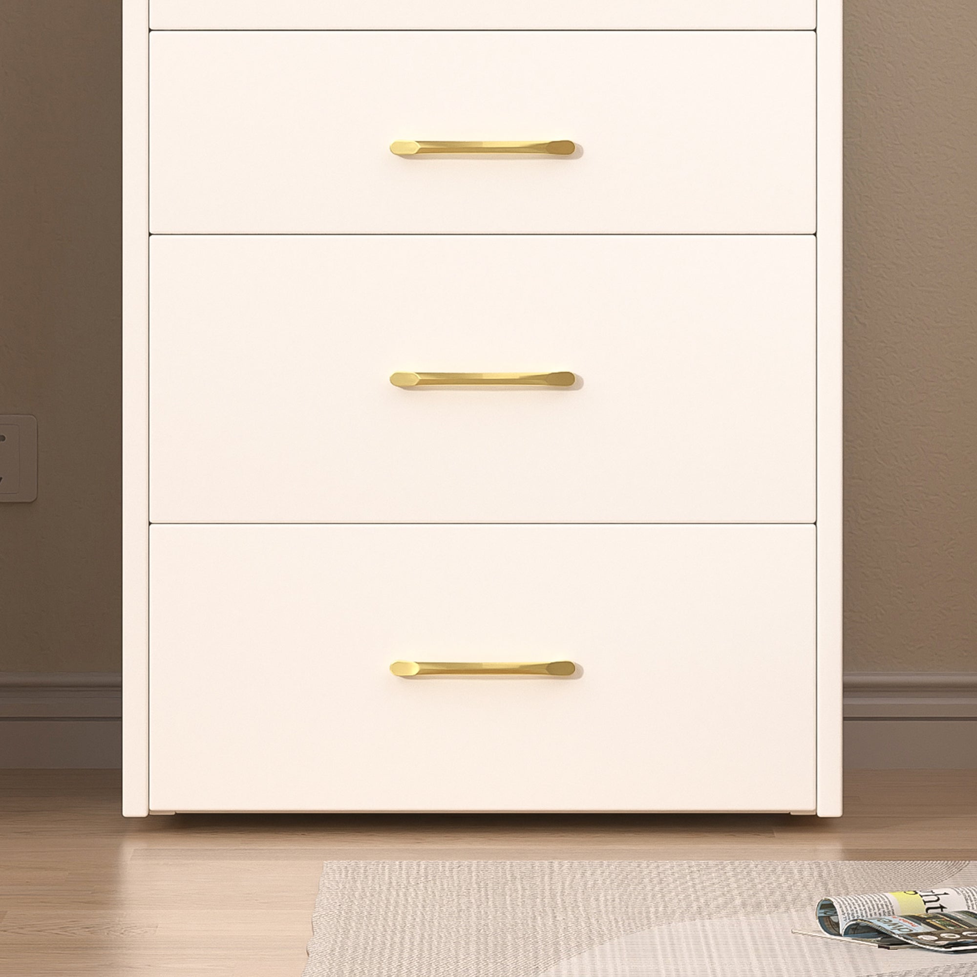 Compact 3 in 1 Vanity Desk with Open Top Mirror, Glass Desktop, White MDF, 50.39' Height - Grand Goldman Shop