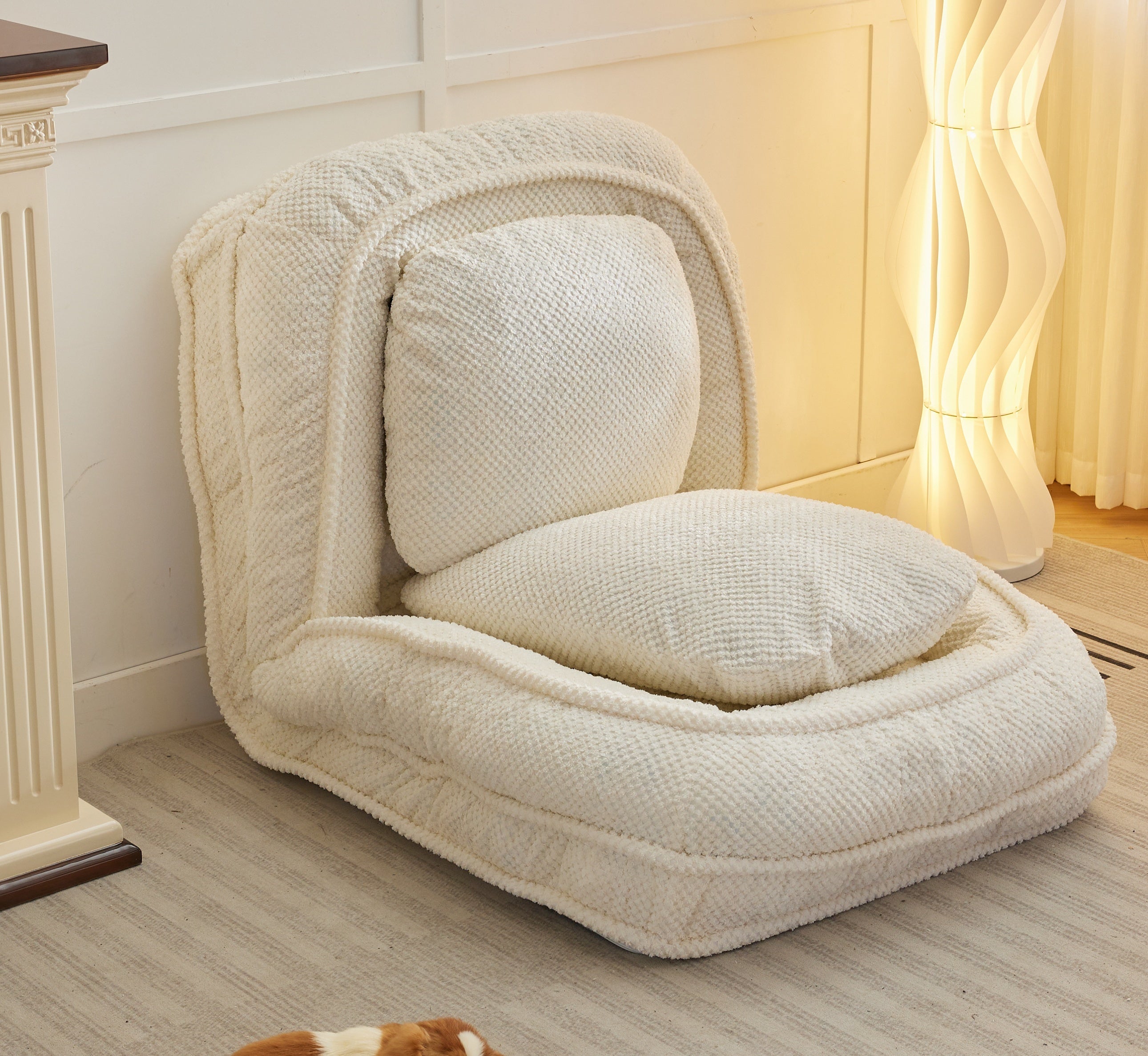[VIDEO provided] Human Dog Bed ,Lazy Sofa Couch ,5 Adjustable Position,sit,sleep,fold,suit to put in bedroom, living room ,Space Saving Design,White - Grand Goldman Shop