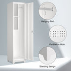 Metal Broom Storage Cabinet, 65' Narrow Broom Cabinet With Hooks, Slim Bathroom Storage Cabinet With Shelves, Heavy-Duty Clea