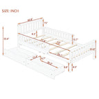 Twin Size Wood Platform Bed with Guardrails on Both Sides and Two Storage Drawers, Gray - Grand Goldman Shop