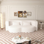 Modern Floor Sofa with 2 Pillows,Convertible Teddy Fabric Foam Filled Sleeper Sofa Bed,15 ' Full Size Folding Mattress for Living Room,Guest Bed,Playroom,no assembly required,Beige - Grand Goldman Shop