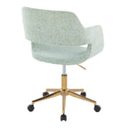 Contemporary Task Chair in Gold Metal and Light Green Fabric - Grand Goldman