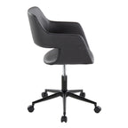 Contemporary Task Chair in Black Metal and Black Faux Leather - Grand Goldman