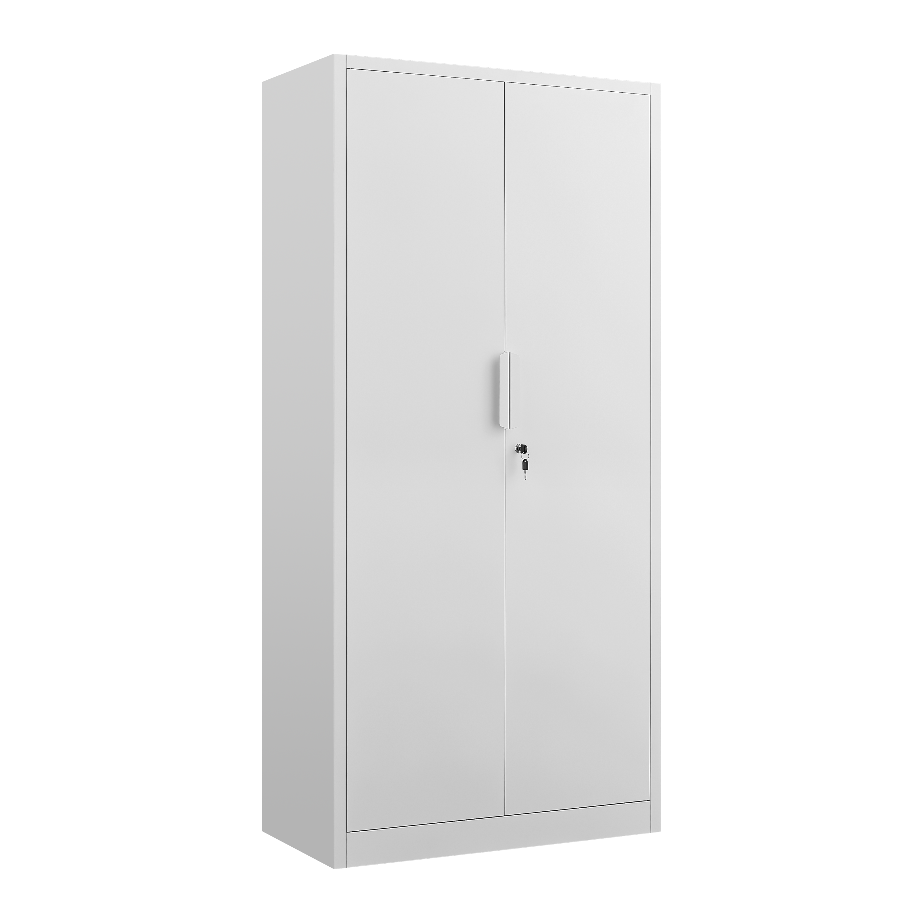 72-Inch 2-Door File Cabinet with Lock, 4 Adjustable Shelves, Heavy-Duty Steel Construction, White, Metal, for Commercial Offi