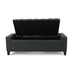 Contemporary Storage Ottoman with Tufted Top in Dark Grey Fabric - Grand Goldman Shop