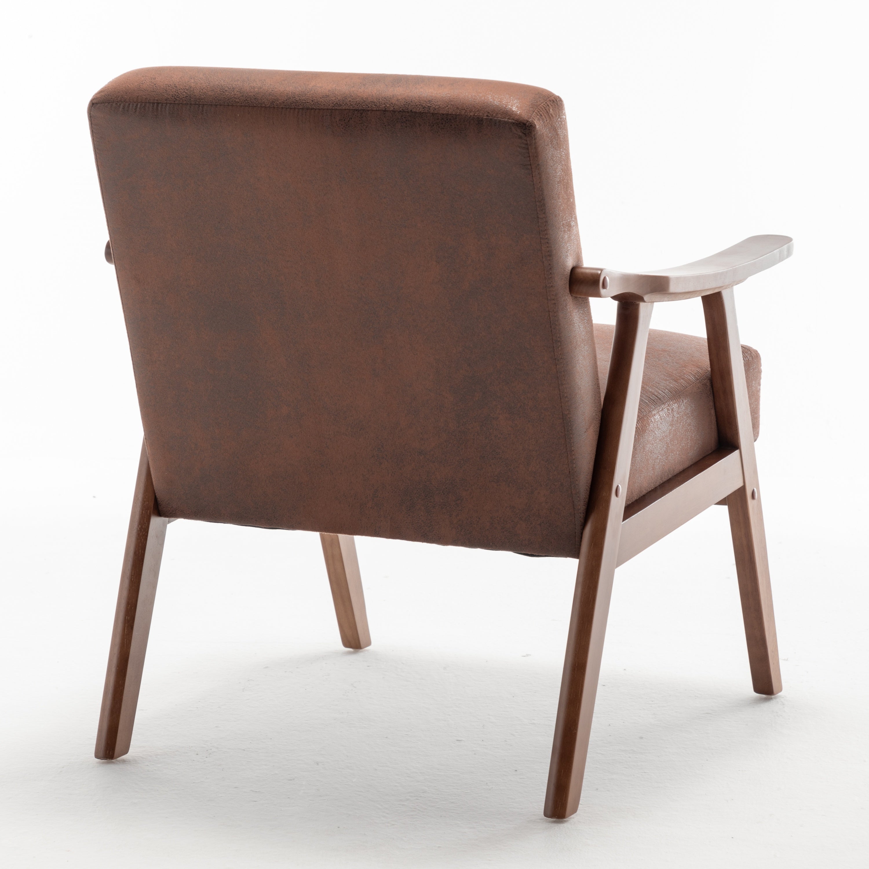 Mid-Century Modern Wingback Accent Chair with Solid Wood Frame and Extra-Thick Backrest – Lounge Chair for Living Room, Bedroom, or Reading Room - Grand Goldman Shop