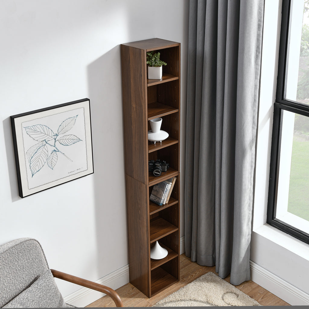 8-Tier Media Tower Rack, CD DVD Slim Storage Cabinet with Adjustable Shelves, Tall Narrow Bookcase Display Bookshelf for Home Office,Multi-functional double-decker bookcase - Grand Goldman Shop