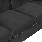 Modern Sectional Sofa with Storage Ottoman, L-Shape Couch with 2 Pillows and Cup Holders, Black Velvet, 105' - Grand Goldman Shop