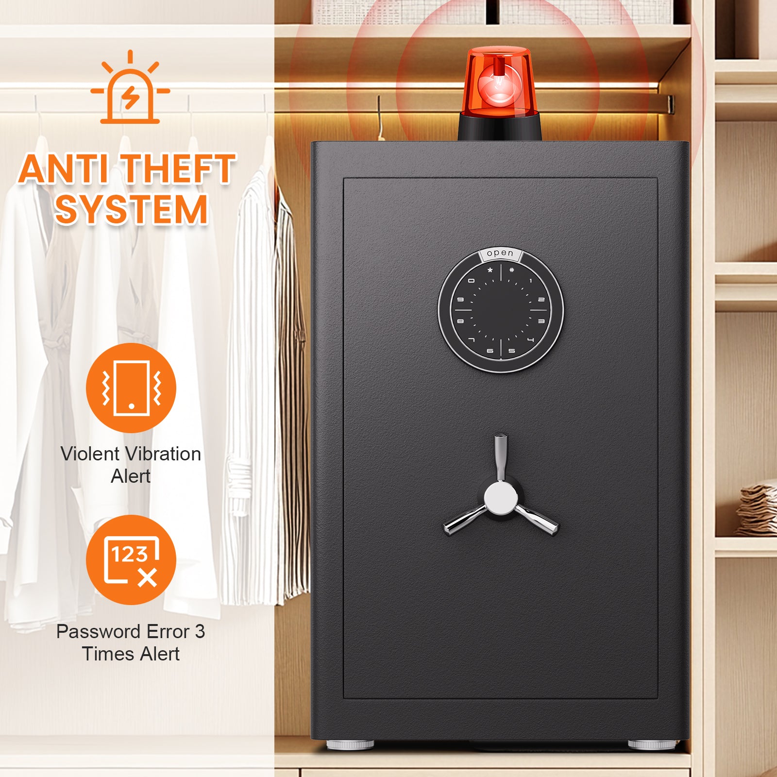 Stylish 2.8 Cu Ft Large Home Safe with Fireproof Bag, Heavy-Duty Steel Construction, Digital Keypad, 10mm Door & 28mm Bolts, 