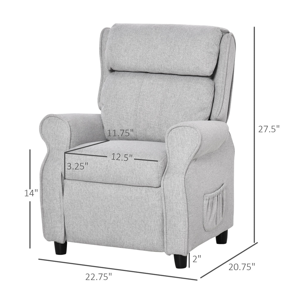 Qaba Kids Recliner Chair Children Sofa Angle Adjustable Single Lounger Armchair Gaming Chair with Footrest 2 Side Pockets for