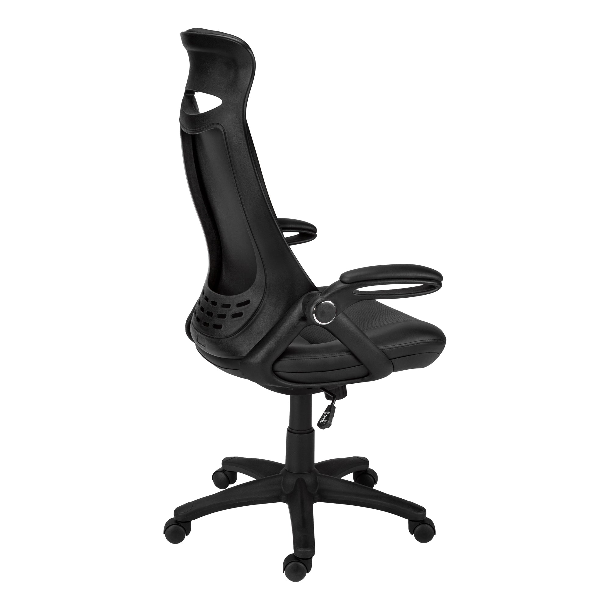 Office Chair, Adjustable Height, Swivel, Ergonomic, Armrests, Computer Desk, Work, Black Leather Look, Black Metal, Contempor