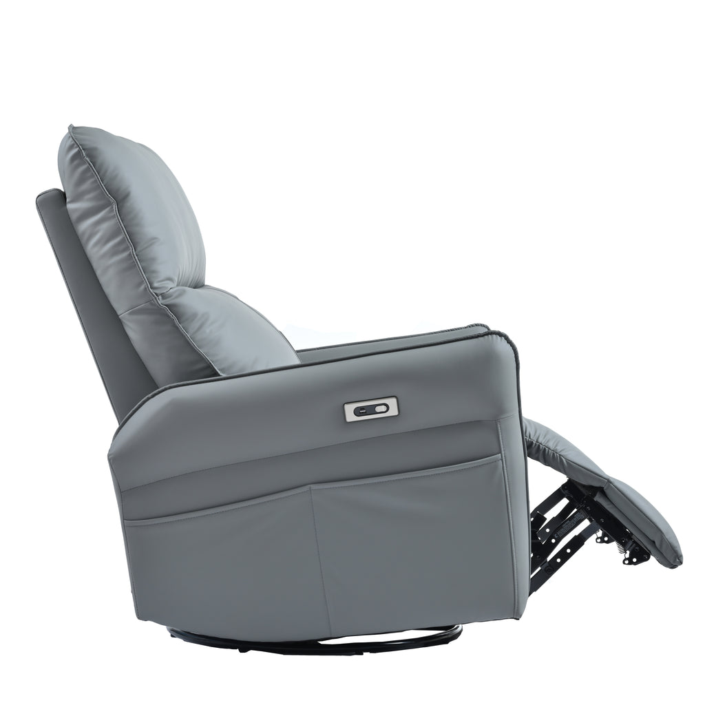 Power Swivel Rocker Recliner Chair for Adults, 270° Swivel Rocking Recliner Chair,Electric Small Recliners for Small Spaces, Single Sofa Recliner for Living Room, Bedroom,RV (Blue-gray+270° Swivel) - Grand Goldman Shop