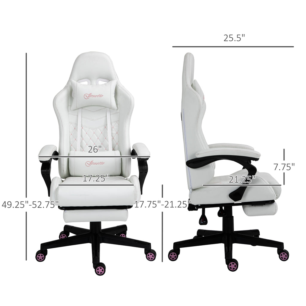 Vinsetto High Back PU Leather Gaming Chair, Racing Computer Chair with Swivel Wheels, Retractable Footrest, Headrest, Lumbar 
