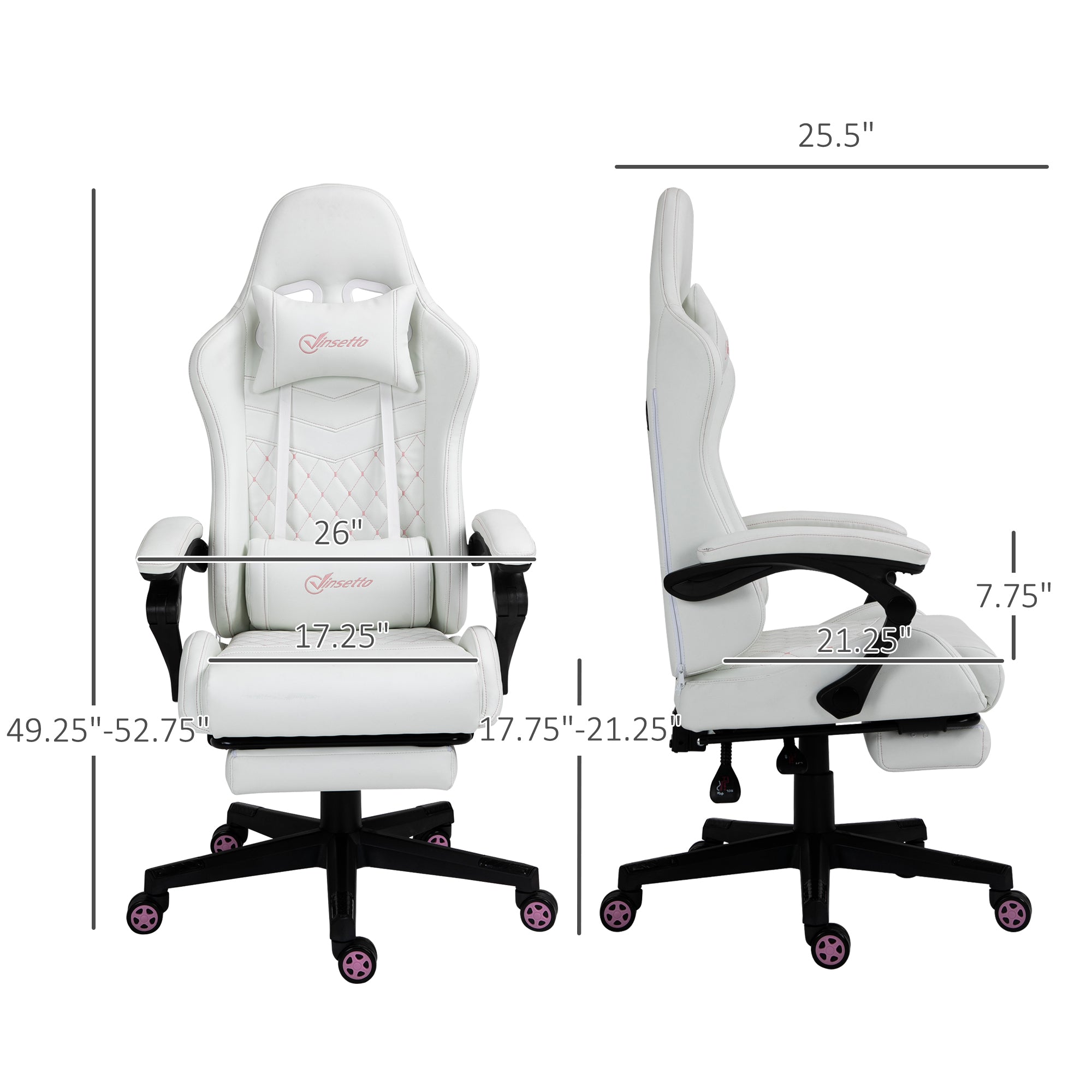 Vinsetto High Back PU Leather Gaming Chair, Racing Computer Chair with Swivel Wheels, Retractable Footrest, Headrest, Lumbar 