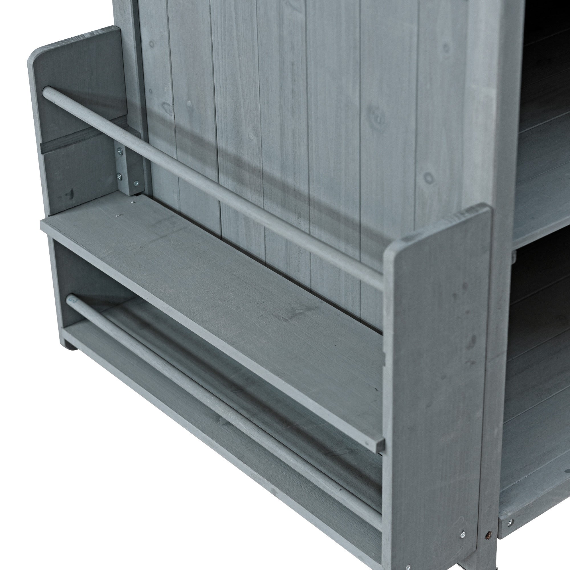 K&K 40.5' Outdoor Grill Cart with Stainless Steel Top, Solid Wood Outdoor Storage Cabinet with Drop Leaf, One Drawer, Towel Rack, Rolling Kitchen Cart with Lockable Wheels for Lawn Garden, Blue Grey - Grand Goldman Shop