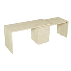 90' Modern L Shaped Desk in Natural Wood with 3 Drawers,360° Wood Rotating Desk,Executive Office Desk,Corner Desk,Office Stud