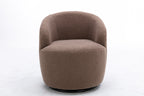 Teddy Fabric Swivel Accent Armchair Barrel Chair With Black Powder Coating Metal Ring,Coffee Brown - Grand Goldman Shop
