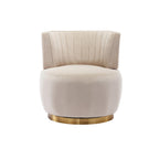 Swivel Barrel Accent Sofa Chair, 360 Degree Rotation, Fluffy Velvet Fabric, Beige, 25.20'' x 25.59'' x 26.38'' - Grand Goldman Shop