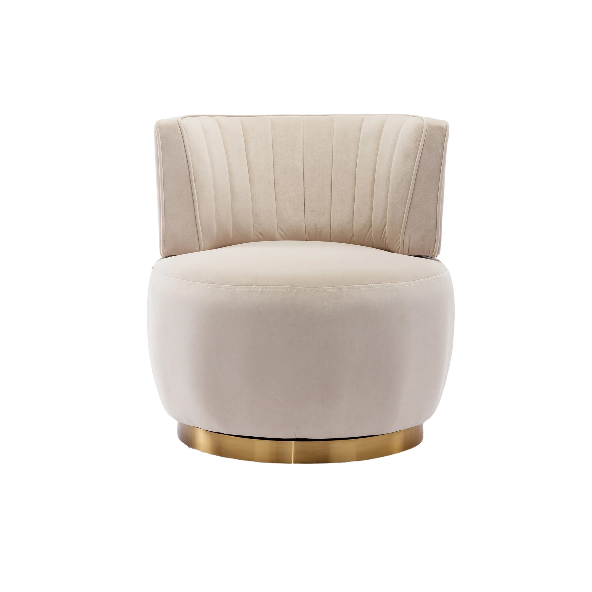 Swivel Barrel Accent Sofa Chair, 360 Degree Rotation, Fluffy Velvet Fabric, Beige, 25.20'' x 25.59'' x 26.38'' - Grand Goldman Shop