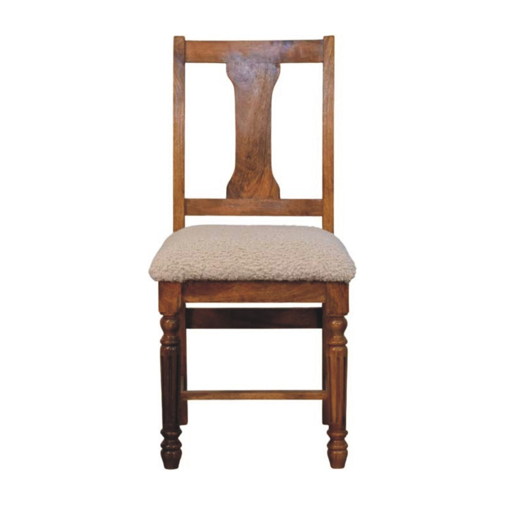 Solid Wood Writing Chair with Turned Legs | Premium Home Decor - Grand Goldman