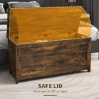 HOMCOM 39.4' Storage Chest w/ 2 Safety Hinges, Wooden Box, Rustic Brown - Grand Goldman Shop