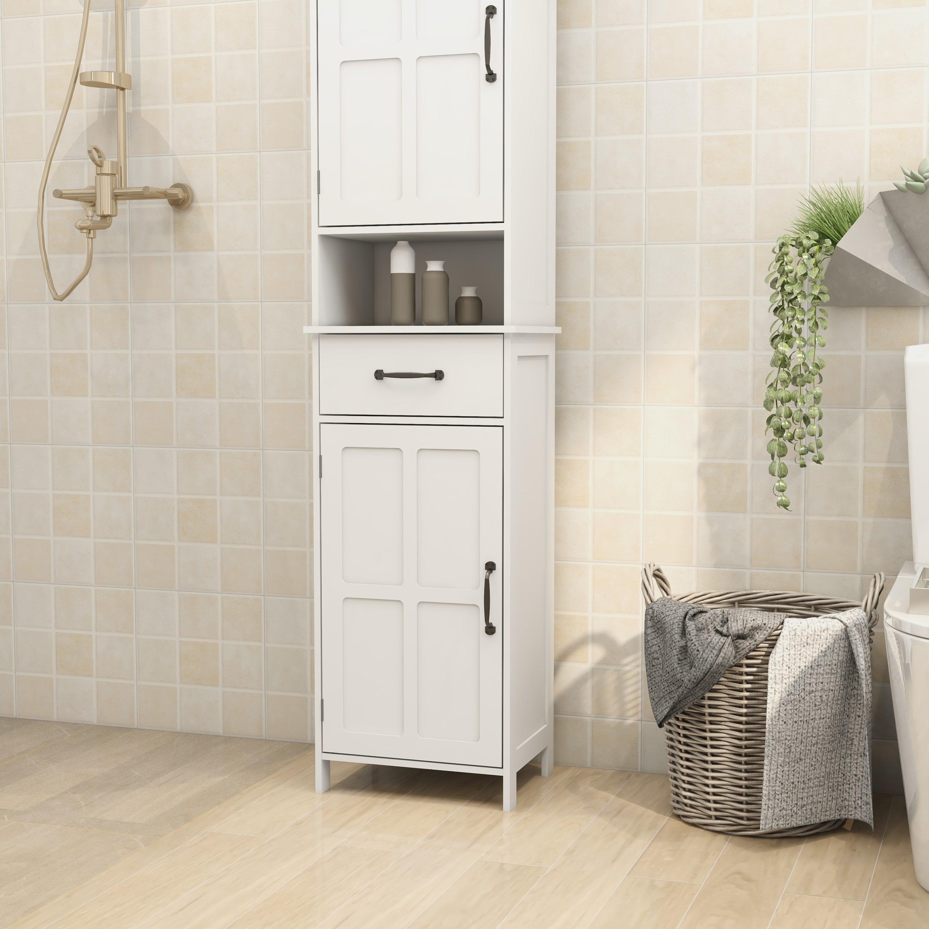 Double Door Narrow Height Slim Floor Standing Cabinet - Grand Goldman Shop