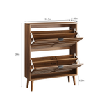 Medieval Modern Independent Shoe Cabinet with 2 Flip Drawers, Walnut MDF, 31.5-inch - Grand Goldman Shop