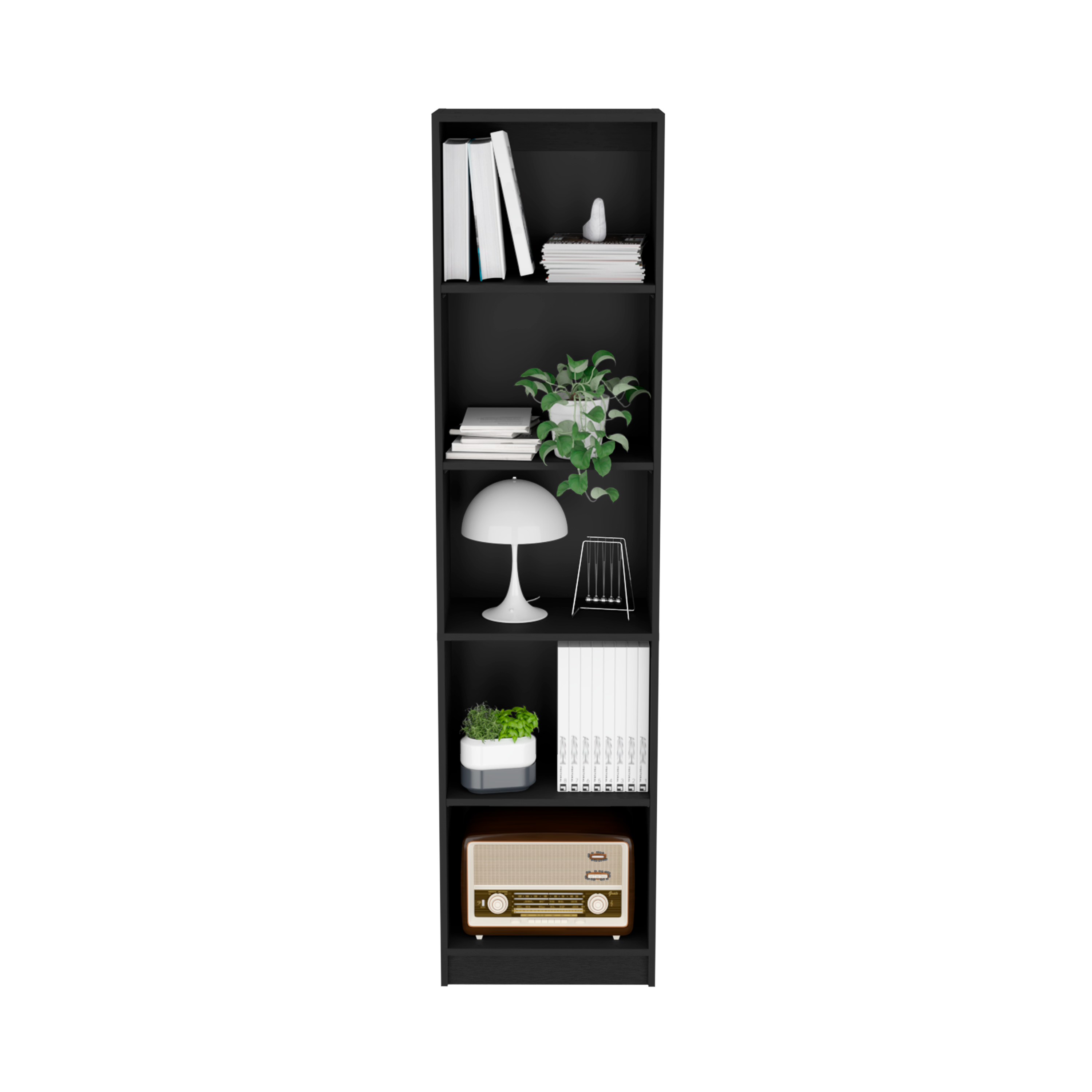 Bookcase Compact Bookshelf with Multiple Shelves, Black | Premium Home Decor - Grand Goldman
