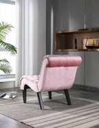 COOLMORE Modern Velvet Armless Accent Living Room Chair / Leisure Chair,Upholstered Fabric Button Comfortable Chair with Wooden Legs for Bedroom, Living Room, Office (Pink Velvet) - Grand Goldman Shop