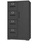 Metal Storage Vertical Filing Cabinet with Lock, Steel File Locker with 4 Drawers and 1 door for School, Living Room, Bedroom