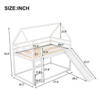 Twin Bunk House Bed with Slide and Ladder, White - Grand Goldman Shop