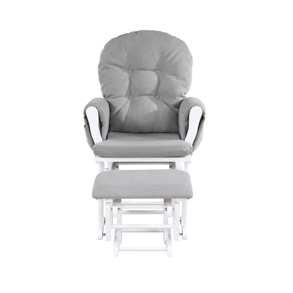 Mason Glider and Ottoman White Wood and Oyster Fabric - Grand Goldman Shop