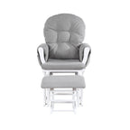 Mason Glider and Ottoman White Wood and Oyster Fabric - Grand Goldman Shop