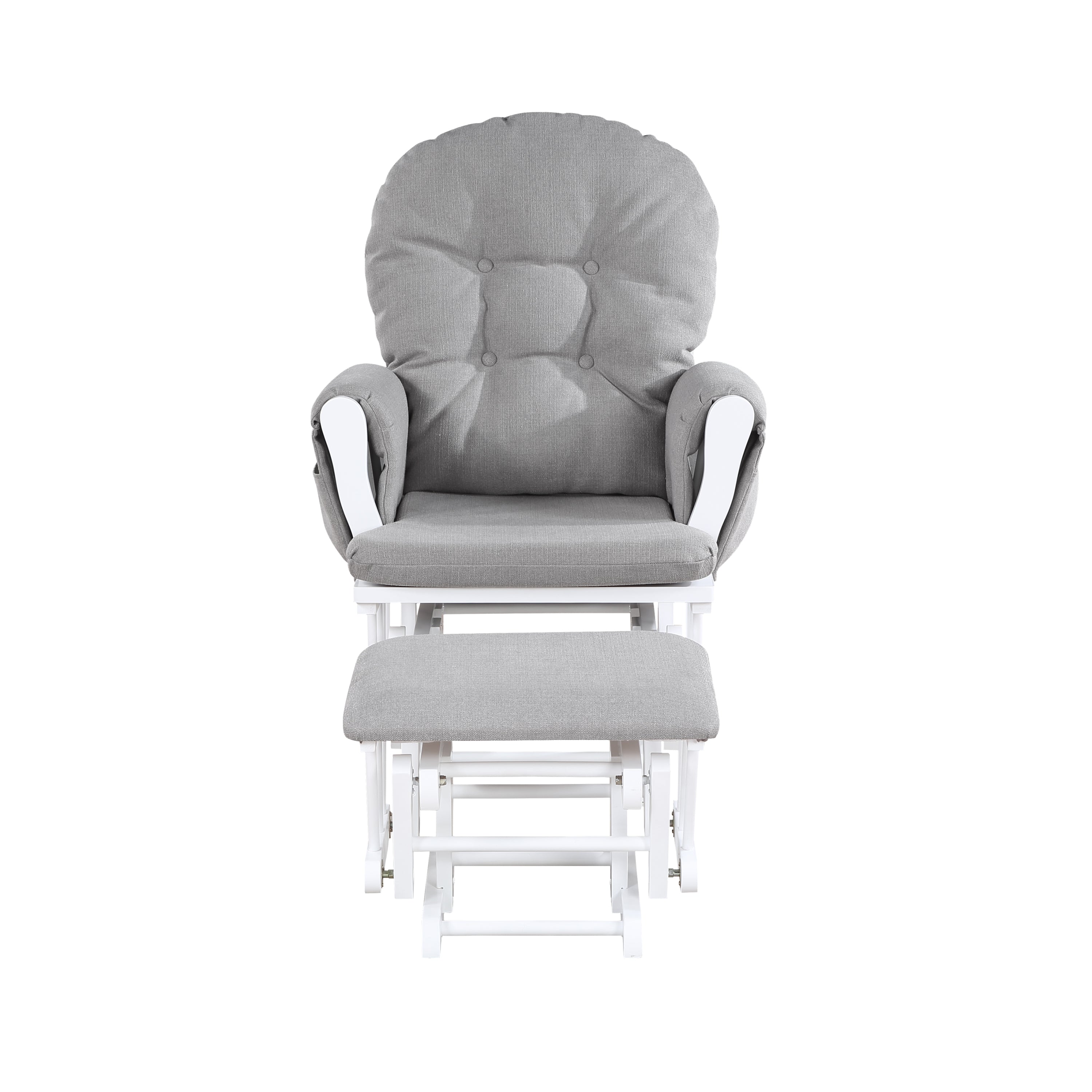 Mason Glider and Ottoman White Wood and Oyster Fabric - Grand Goldman Shop