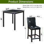 5PCs Counter Height Table Set, Wooden Kitchen Table Set with Square Table and 4 Upholstered Chairs, Counter Height Dining Table with Crystal Decoration and Chair Set for Kitchen, Dining Room, Black - Grand Goldman Shop