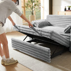 Light Grey Corduroy Sofa Bed with Pull Out  Bed - Grand Goldman Shop