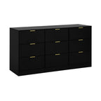 Black 9 Drawer Dresser, 63' Large Deep Chest of Drawers, Wooden Dresser Storage Cabinet with 9 Drawers for Bedroom, Long Dressers for Living Room, Hallway - Grand Goldman Shop