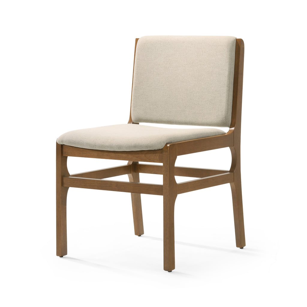 Elegant Dining Chair Set of Two Sophisticated Style Wheat Fabric - Grand Goldman Shop