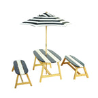 Naturally Playful Kids Picnic Table with Umbrella, Indoor/Outdoor Fun, Dark Blue Poplar Wood - Grand Goldman